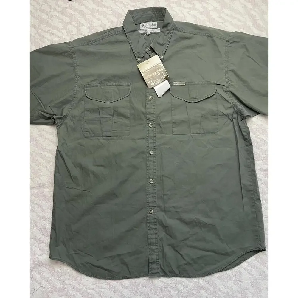 Columbia Men’s Green Button Down Short Sleeve Shirt Size XL - Picture 7 of 9